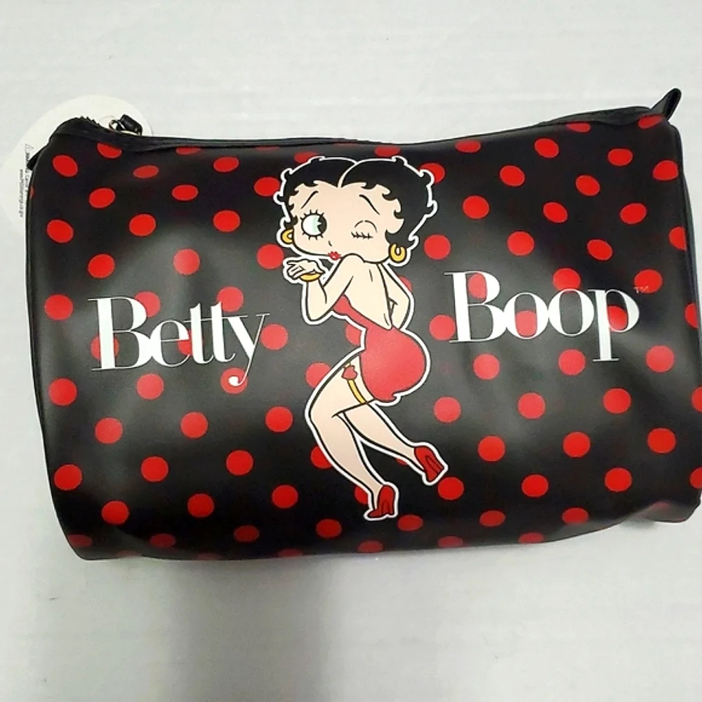 Sexy Betty Boop Black & Red Polka Dot Cosmetic Travel Bag